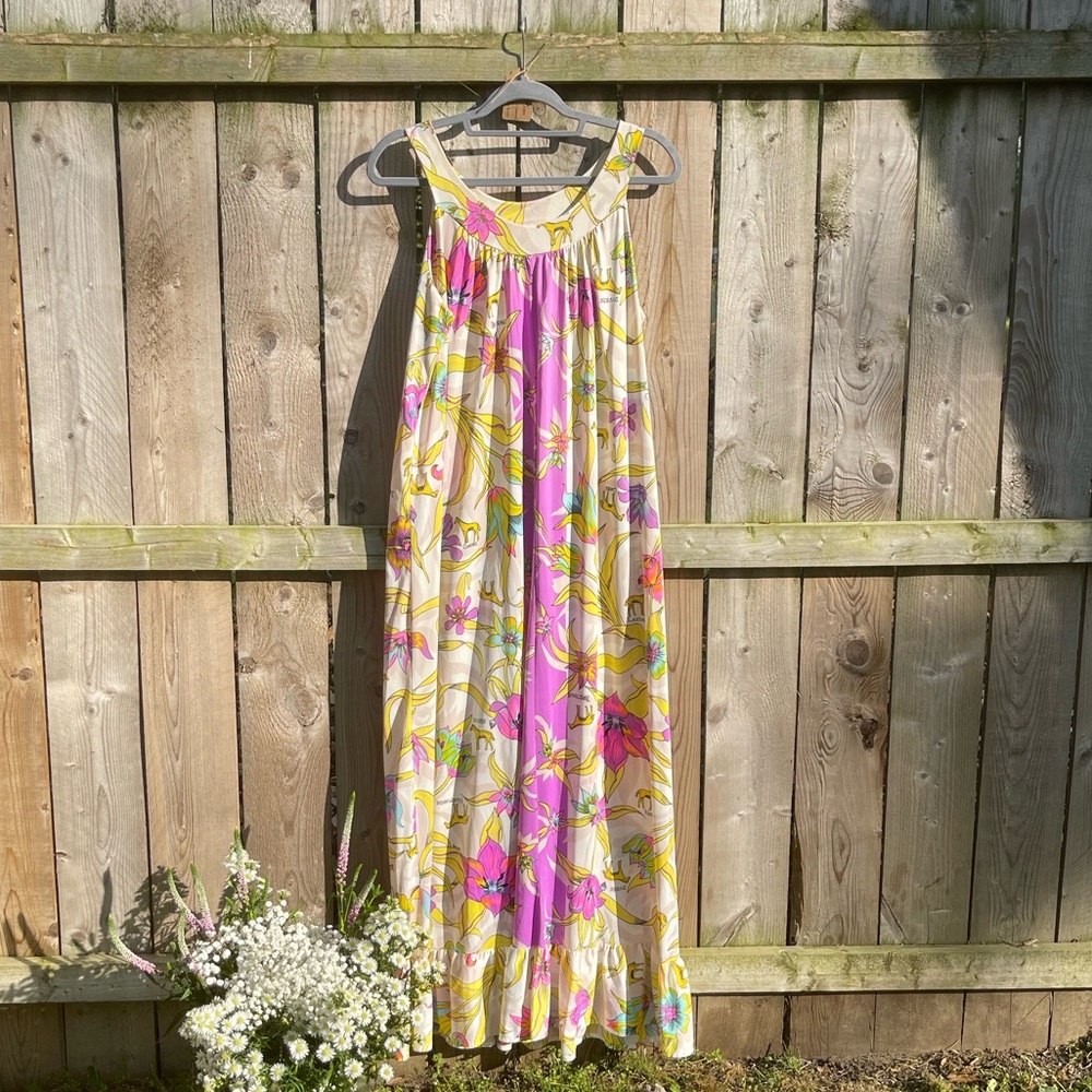 1970s novelty print summer dress